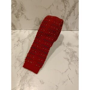 Colours By Alexander Julian Skinny Knitted Tie Wool Red Multicolor USA